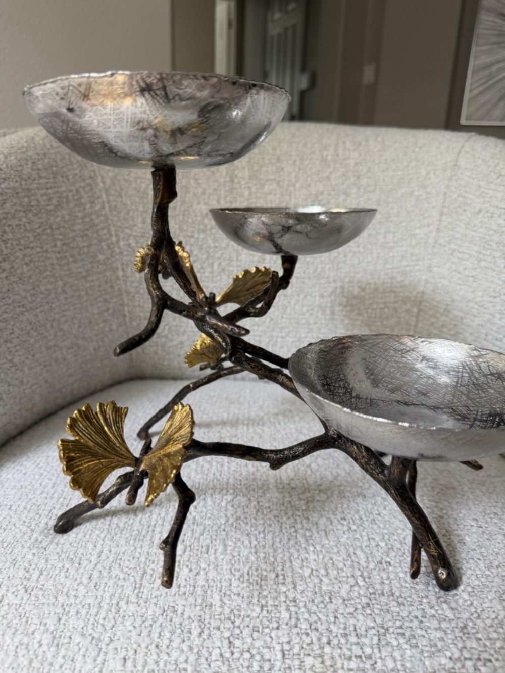 Michael Aram Butterfly Gingko Triple Bowl Set (NO BOWLS AND SPOONS) AS IS